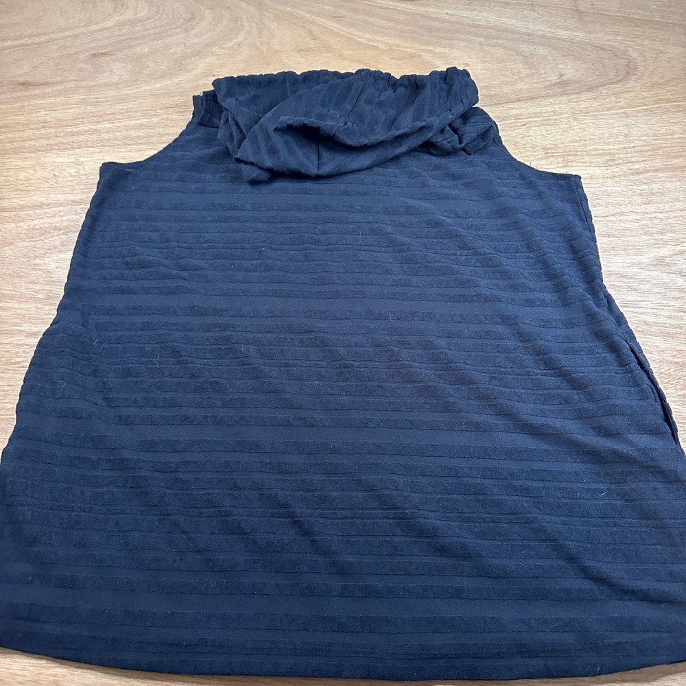Catalina Hooded Vest Women's 1X Black Ribbed Zip Front Sleeveless Lightweight - Picture 4 of 10